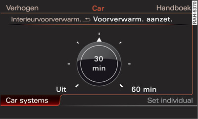 Infotainment: Interieurvoorverwarming direct in- en uitschakelen